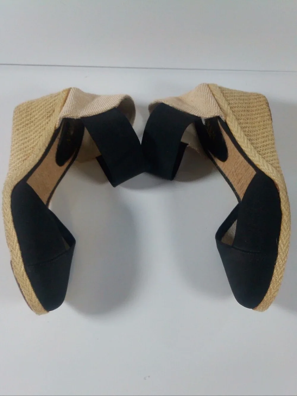 Lauren Ralph Lauren Charza Espadrille Wedge Sandals Womens 9B Black Elastic